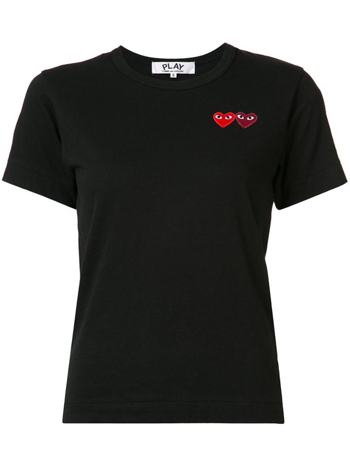 Comme Des Garçons Play Embroidered Heart T-shirt - Black