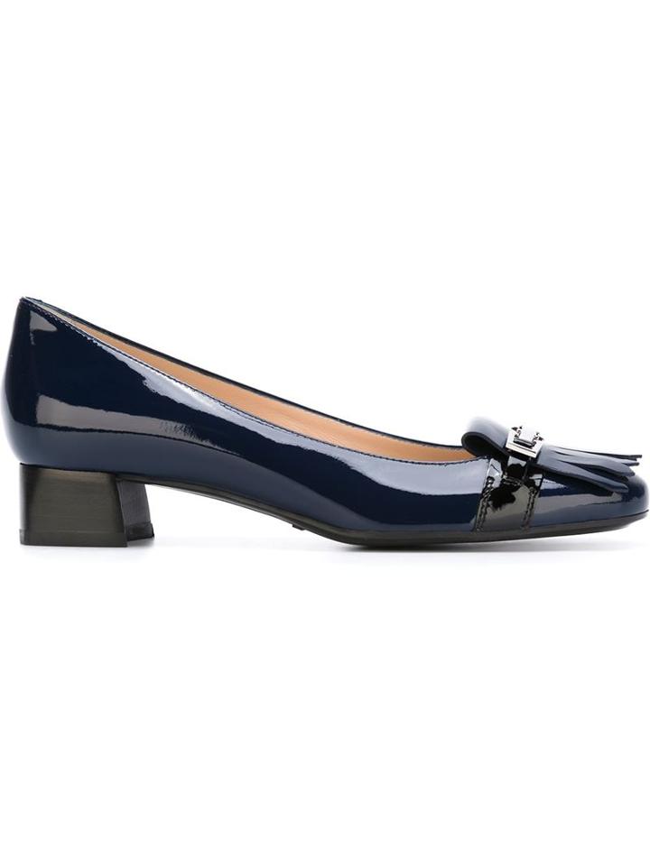 Tod's Chunky Heel Fringe And Buckle Detail Loafer