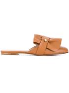 Red Valentino Foldover Top Slippers - Brown