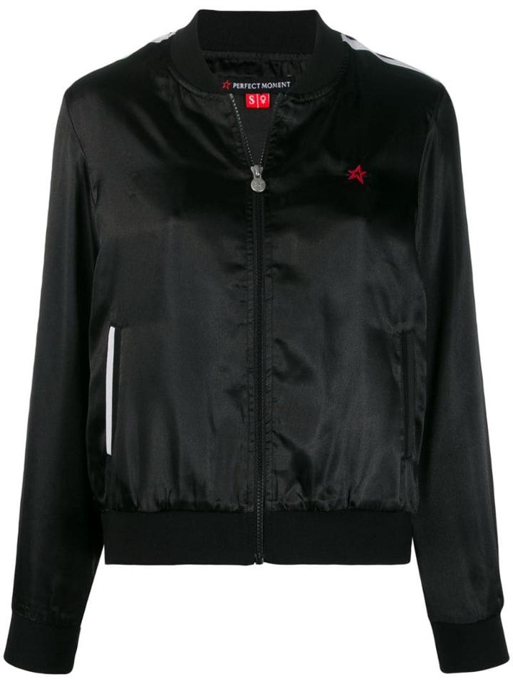Perfect Moment Satin Bomber Jacket - Black