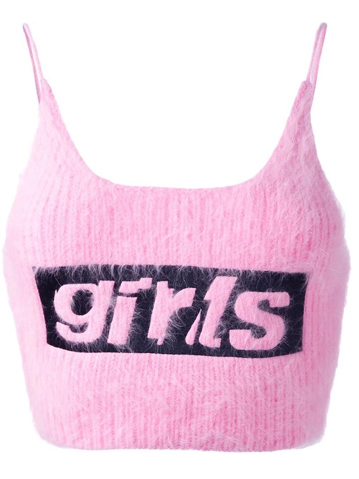 Alexander Wang Girls Embroidered Knit Crop Top, Women's, Size: Medium, Pink/purple, Polyamide/angora