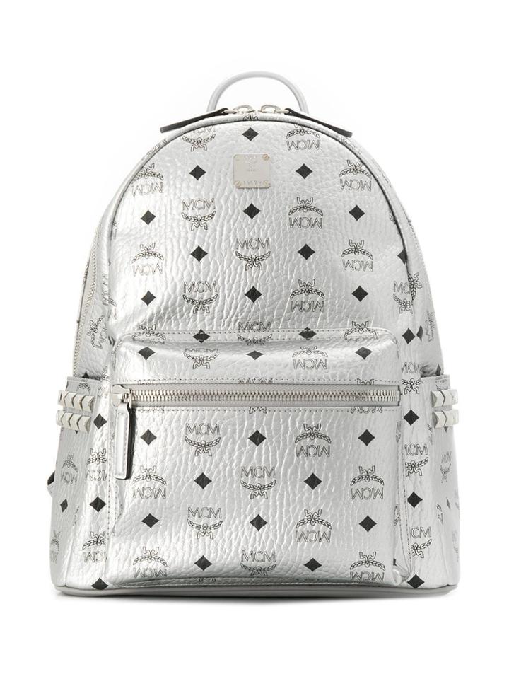 Mcm Stark Side-stud Backpack - Silver