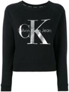 Calvin Klein Jeans Metallic Logo Sweatshirt, Women's, Size: Medium, Black, Cotton