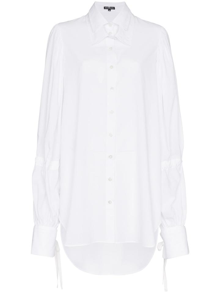 Ann Demeulemeester Voluminous Tie Long Sleeve Cotton Shirt - White