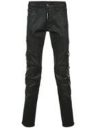 Philipp Plein Zipped Super Straight Cut Jeans - Black
