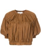 Estnation Cropped Gathered Jacket - Brown