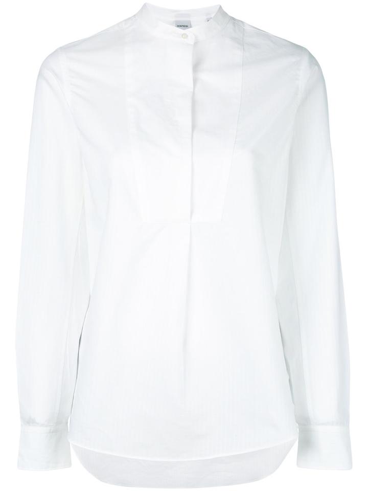Aspesi - Collarless Shirt - Women - Cotton - 40, White, Cotton