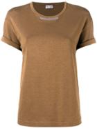 Brunello Cucinelli Embellished Neck T-shirt - Brown