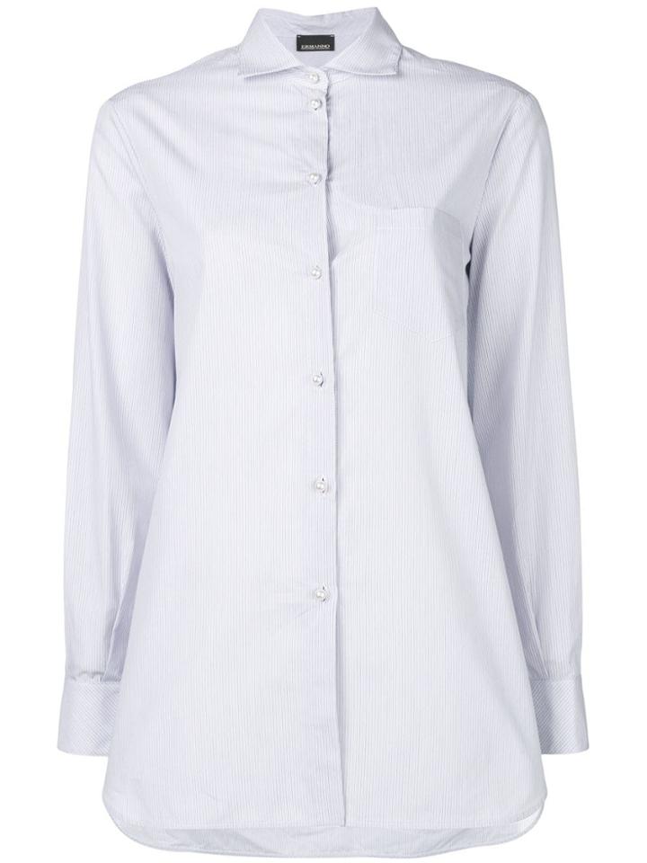 Ermanno Ermanno Pinstriped Pearl Button Shirt - White