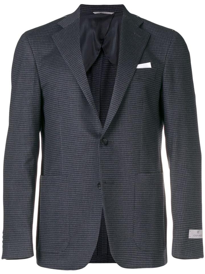 Canali Check Pattern Blazer - Grey