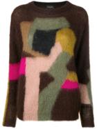 Roberto Collina Knitted Panelled Sweater - Brown