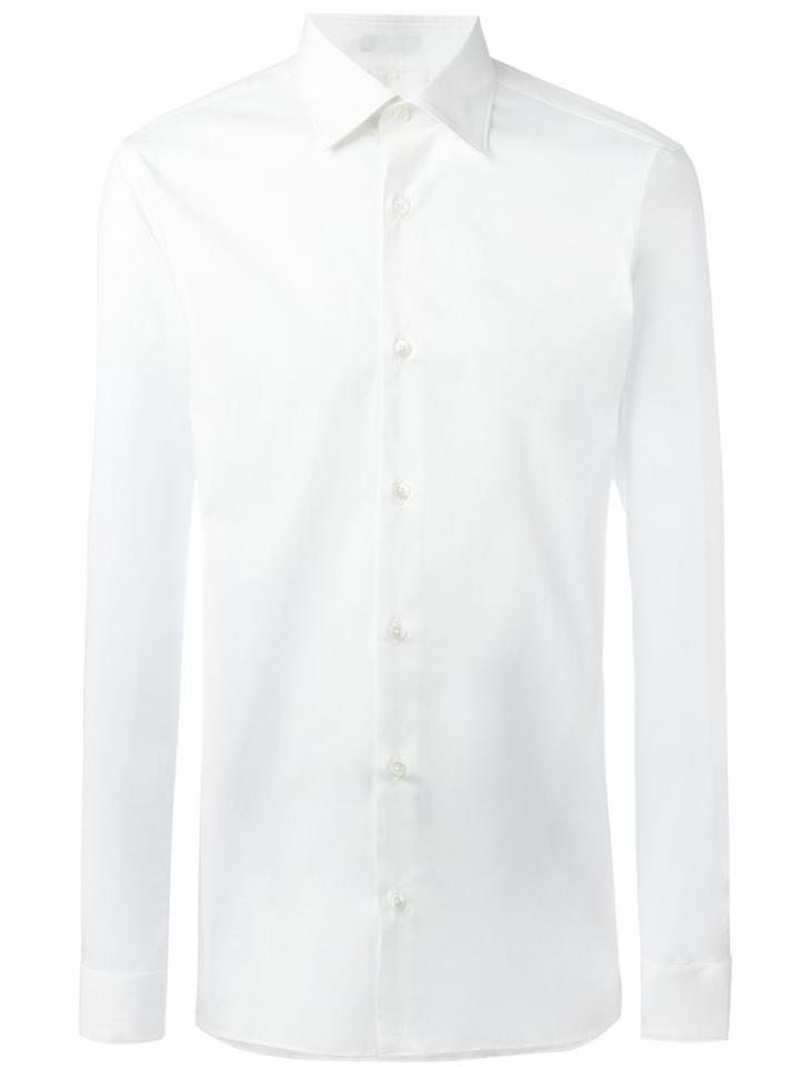 Z Zegna Classic Shirt, Men's, Size: 41, White, Cotton/spandex/elastane