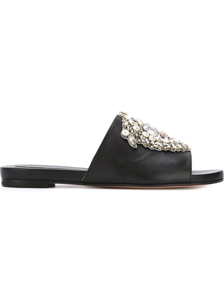 Rochas Embellished Slide Sandals