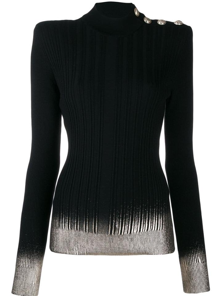 Balmain Contrast Trim Knitted Top - Black