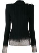 Balmain Contrast Trim Knitted Top - Black