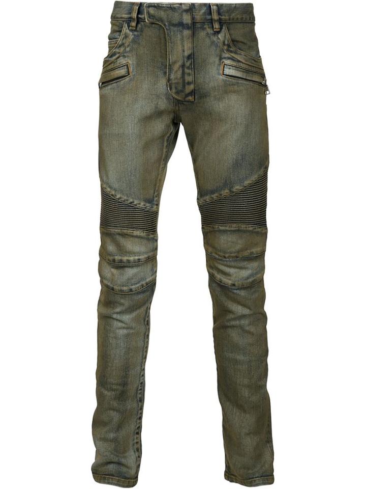 Balmain Biker Jeans, Men's, Size: 32, Blue, Cotton/polyurethane