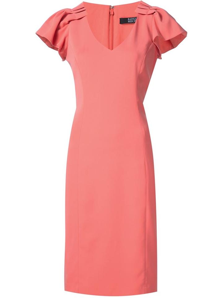 Badgley Mischka Pleated Sleeve Dress