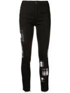 Ermanno Scervino Checked Patched Skinny Trousers - Black