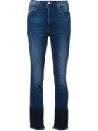 Anine Bing Cropped Frayed Jeans, Women's, Size: 28, Blue, Cotton/elastodiene