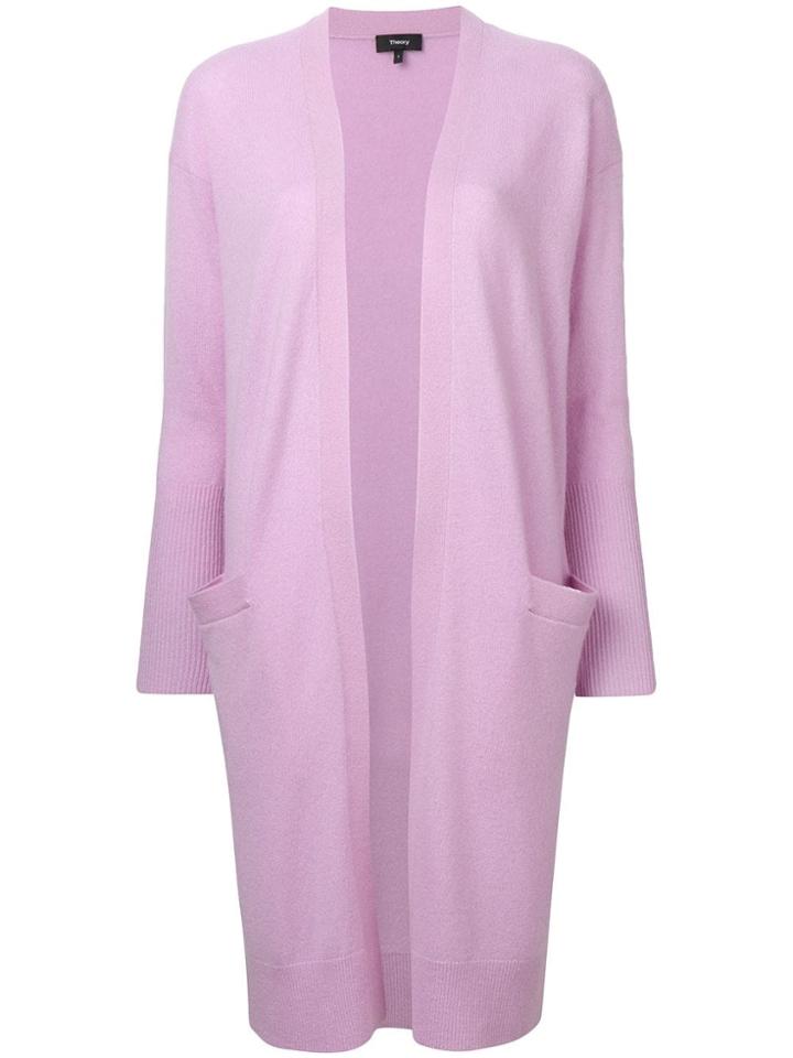 Theory Long Open Front Cardigan - Purple