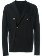 Emporio Armani Double Breasted Blazer, Men's, Size: 50, Black, Polyamide/spandex/elastane/viscose