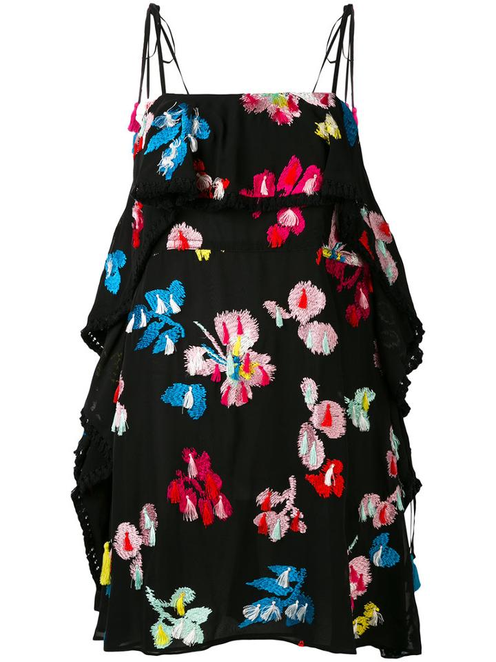 Tanya Taylor - Embroidered Mini Dress - Women - Silk/polyester/viscose - 4, Black, Silk/polyester/viscose