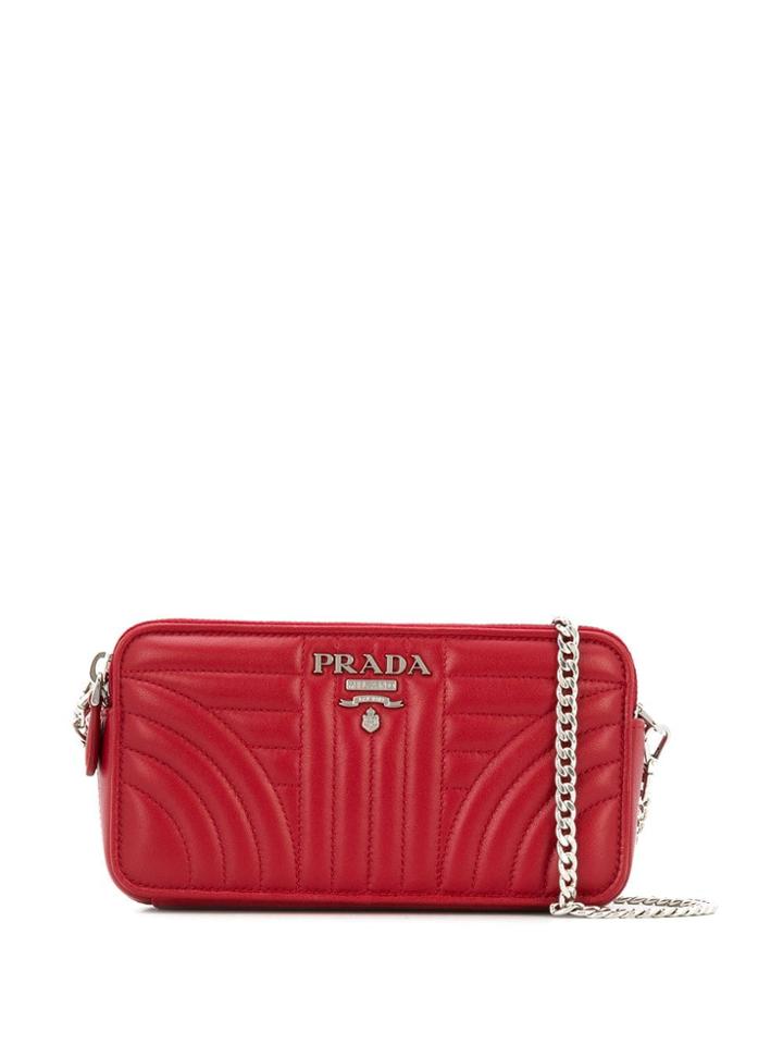 Prada Logo Plaque Mini Shoulder Bag - Red