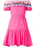 Peter Pilotto Embroidered Off-the-shoulder Dress, Women's, Size: 12, Pink/purple, Cotton