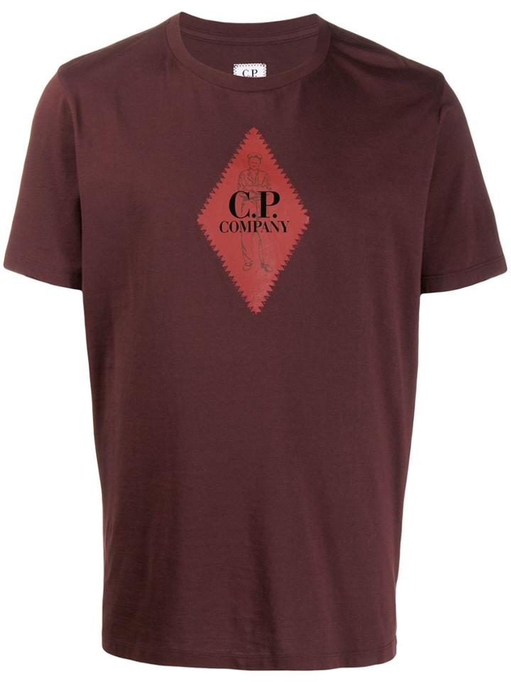 Cp Company Diamond Logo Print T-shirt - Brown