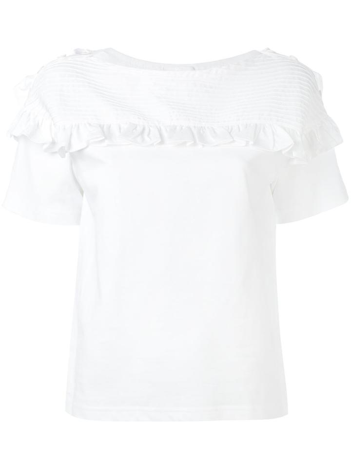 Chloé - Frill Embroidered T-shirt - Women - Cotton - M, White, Cotton