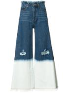 Maison Mihara Yasuhiro Wide-legged Ripped Cropped Jeans, Women's, Size: 36, Blue, Cotton