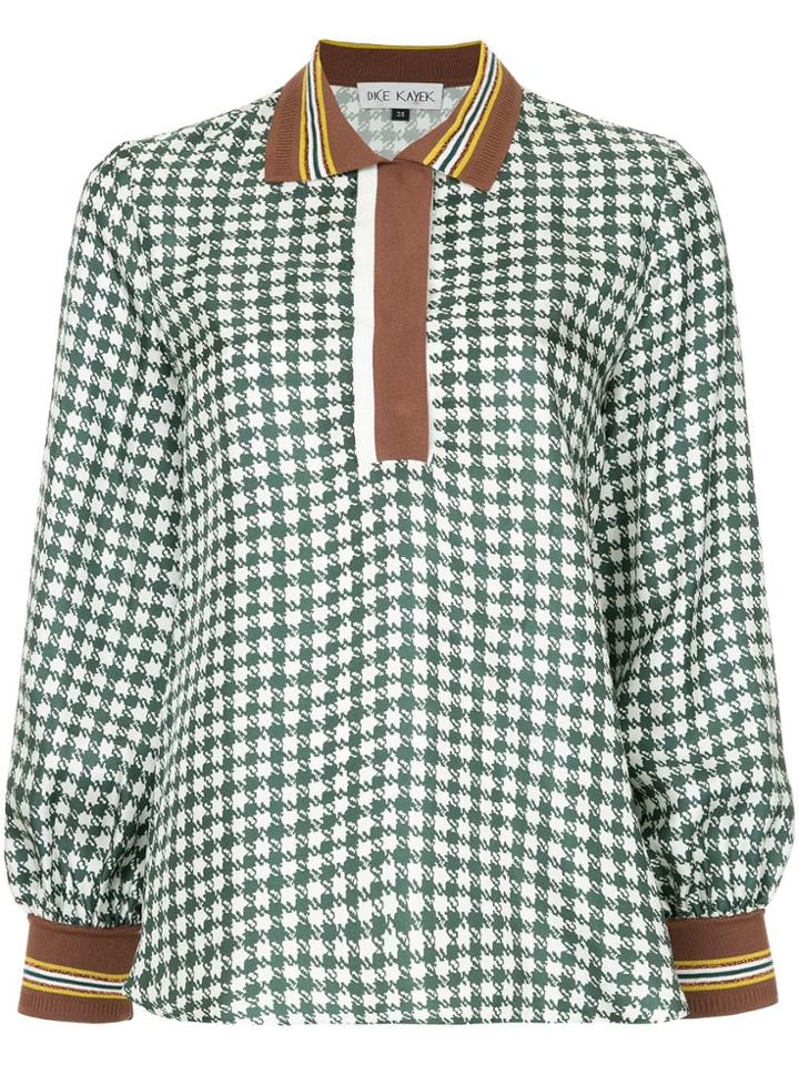 Dice Kayek Check Silk Blouse - Green