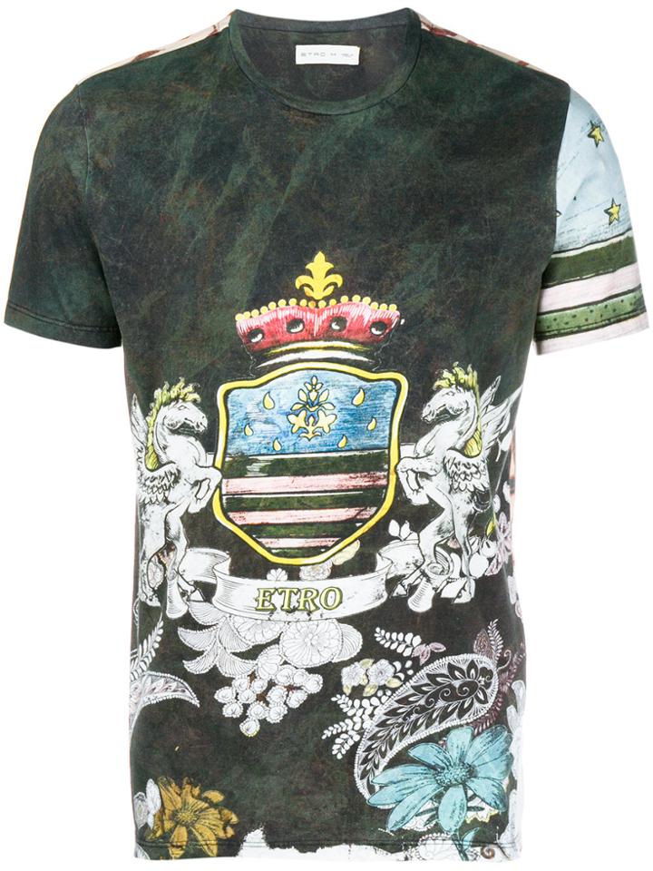 Etro Crest Print T-shirt - Green