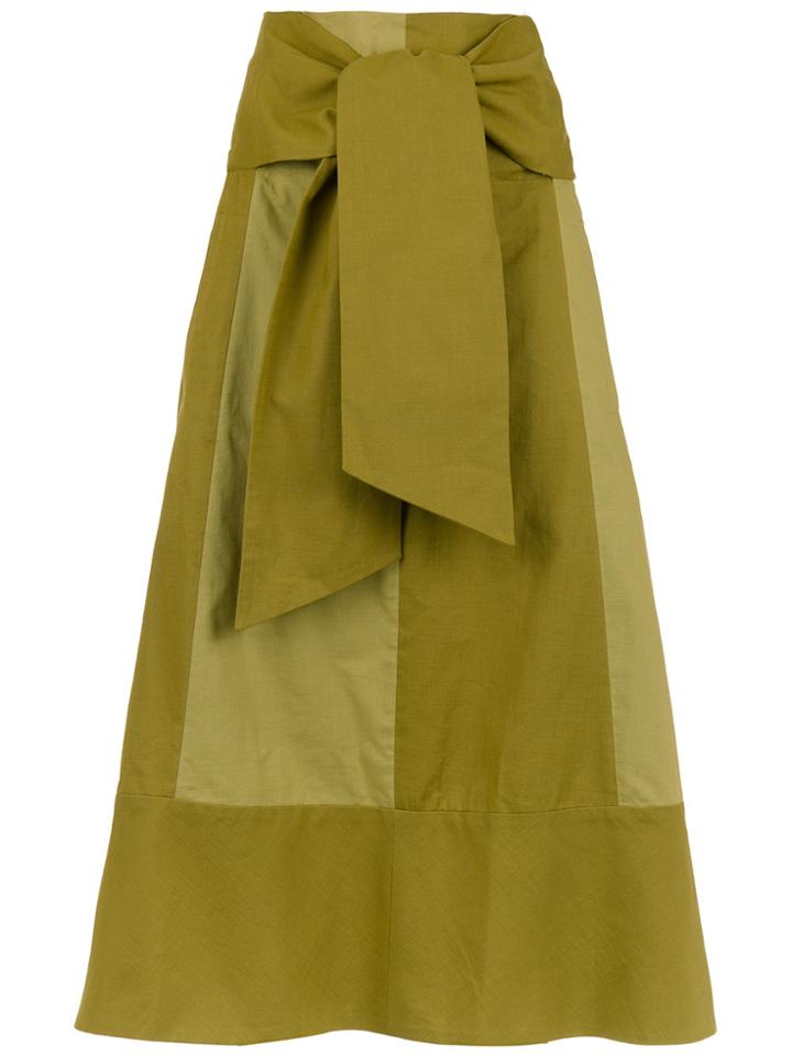 Sissa Panelled Flared Skirt - Green