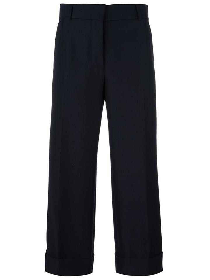 Thom Browne Wide-leg Cropped Trousers, Women's, Size: 44, Blue, Silk/mohair/wool