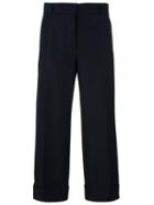 Thom Browne Wide-leg Cropped Trousers, Women's, Size: 44, Blue, Silk/mohair/wool