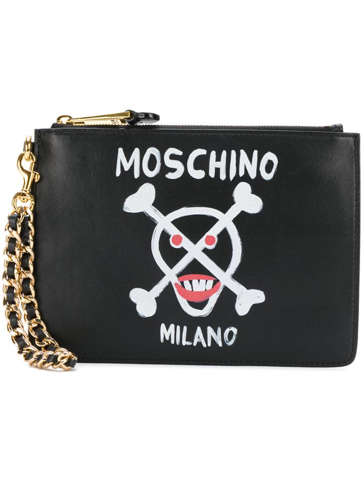 Moschino Skull Clutch Purse - Black