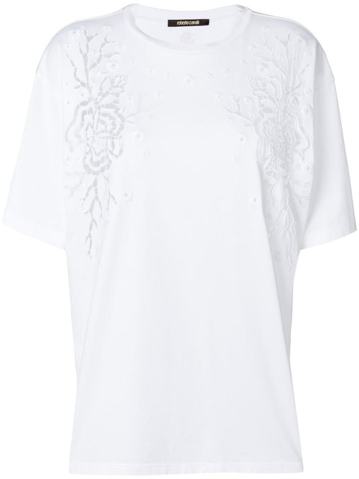 Roberto Cavalli Perforated Flower T-shirt - White