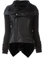 Rick Owens High Low Biker Jacket, Women's, Size: 46, Black, Calf Leather