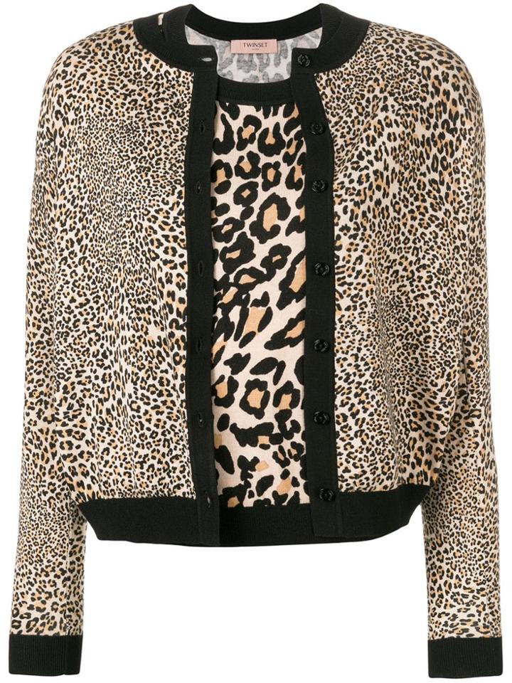 Twin-set Leopard Print Cardigan - Neutrals