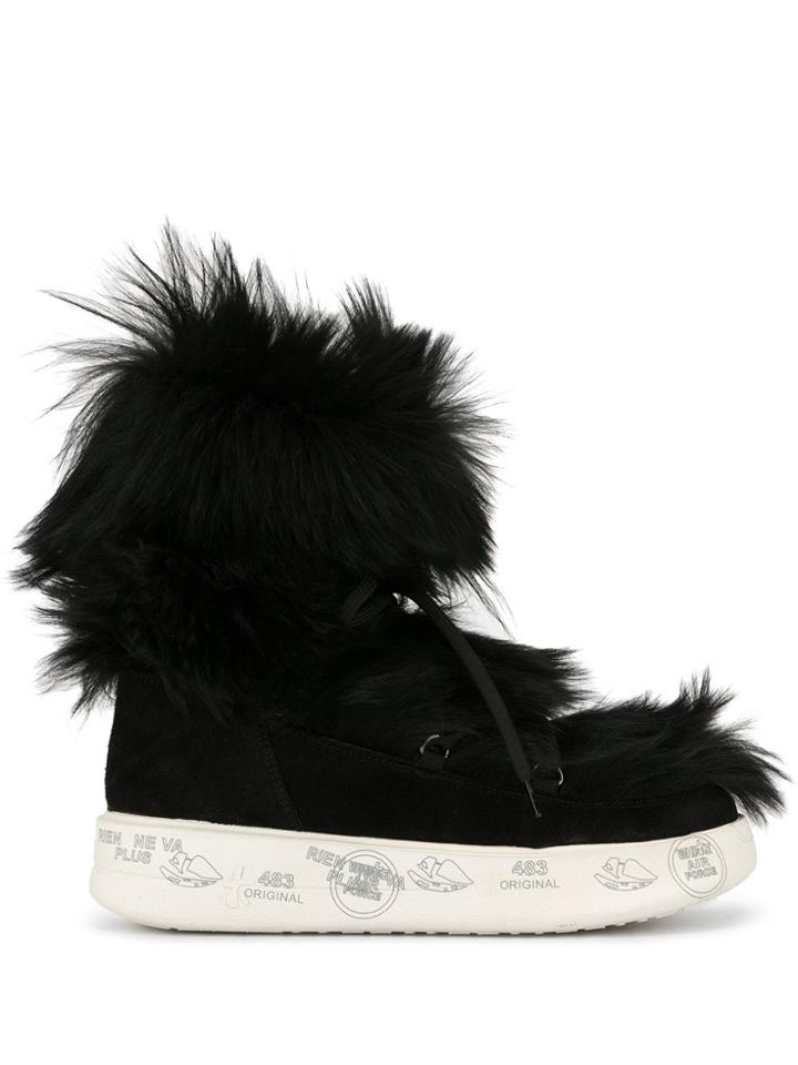 Premiata Faux-fur Lace-up Boots - Black