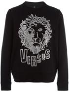 Versus Lion Head Print Sweatshirt, Men's, Size: Small, Black, Cotton