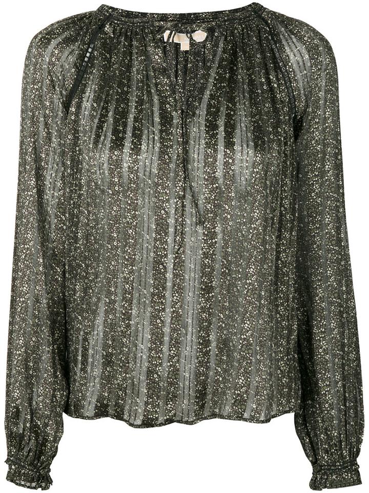 Michael Michael Kors - Floral Print Blouse - Women - Polyester - Xs, Green, Polyester