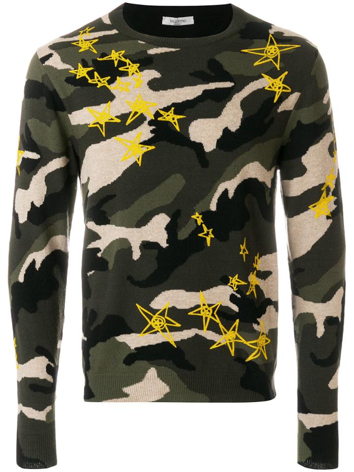 Valentino Lunar Punk Camouflage Jumper - Green