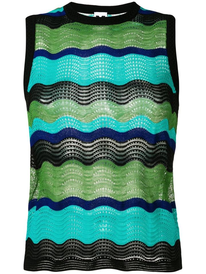 M Missoni Colour-block Embroidered Top - Green