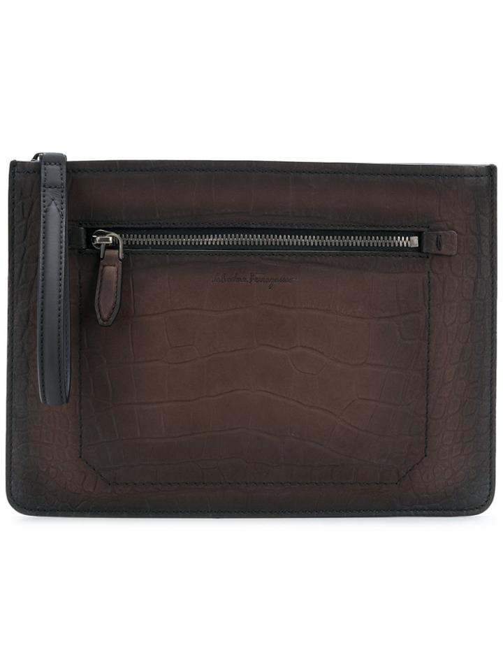 Salvatore Ferragamo Envelope Clutch Bag - Brown