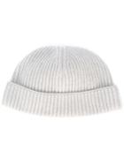 Lanvin Ribbed Beanie Hat, Men's, Grey, Wool