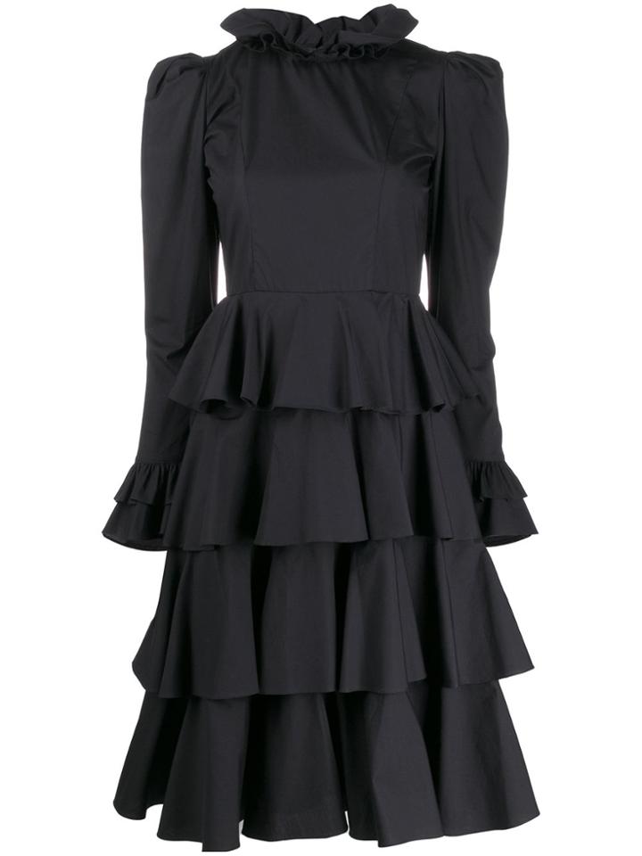 Batsheva Ruffle Tiered Midi Dress - Blue