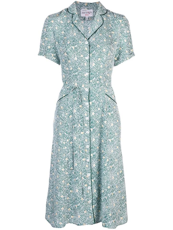 Hvn Maria Printed Shirt Dress - Green