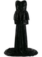 Attico Sequinned Gown With Cape - Black